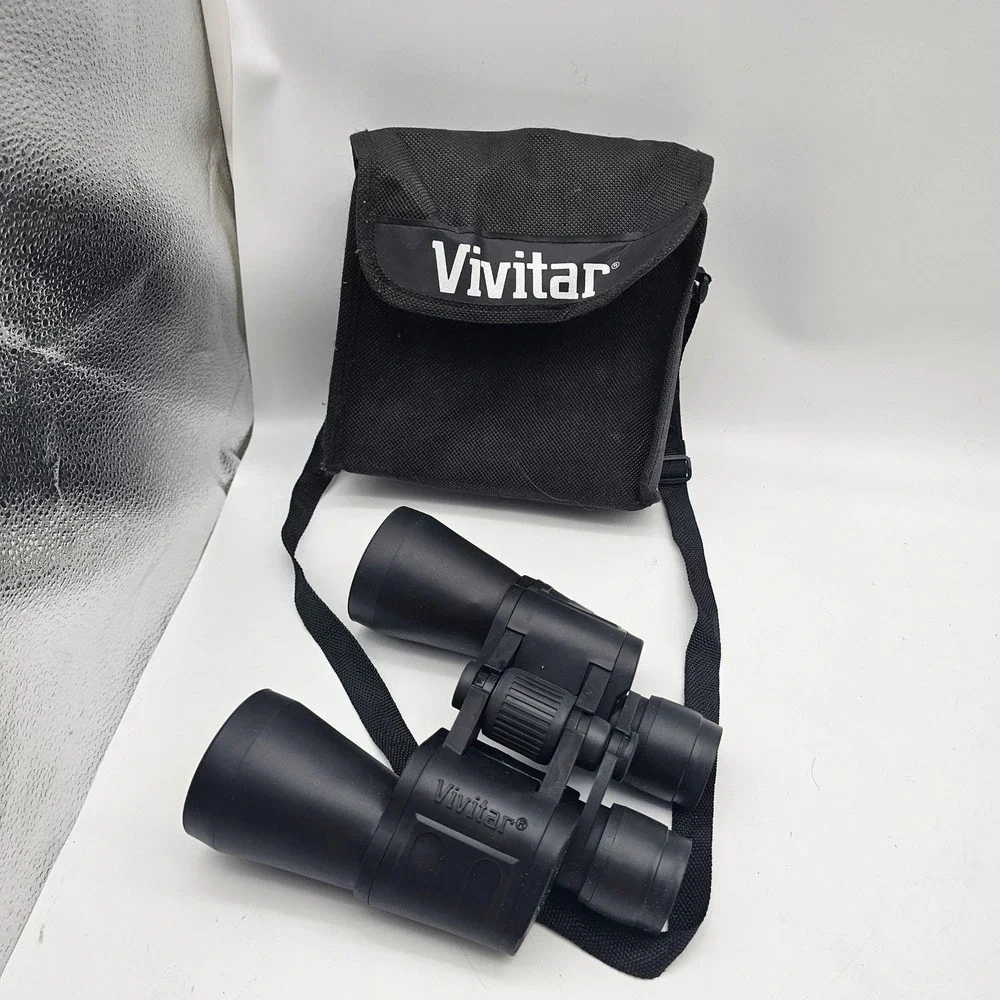 Vivitar 7x50 Binoculars 297ft/1000yds Coated Optics Black W/ Case Strap